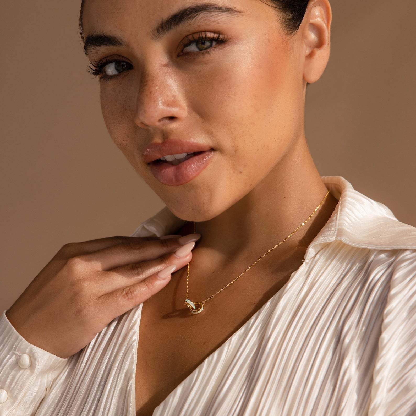 Stainless Steel Eternal Ring Asymmetric Stitching Necklace Bracelet