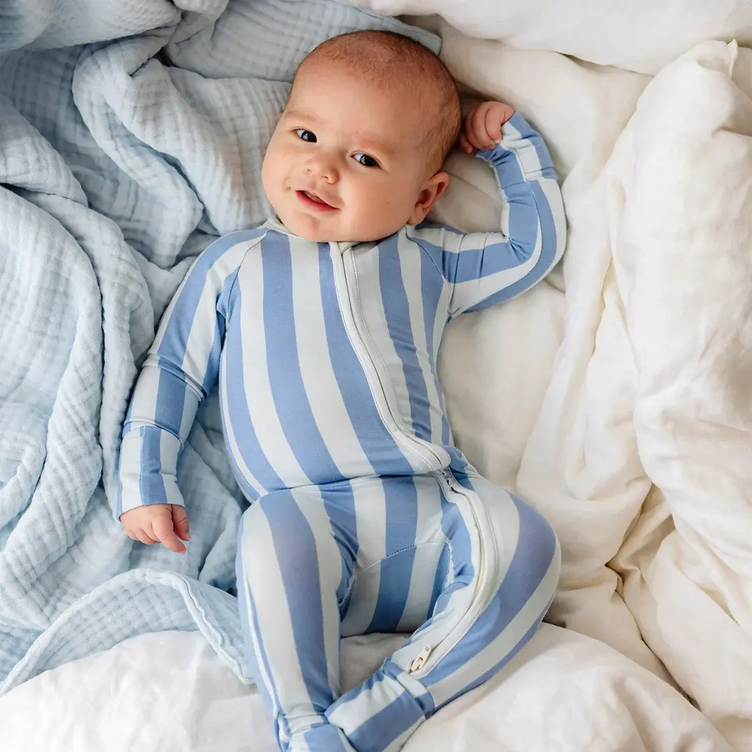 Printed Striped Bamboo Fiber Baby Onesie