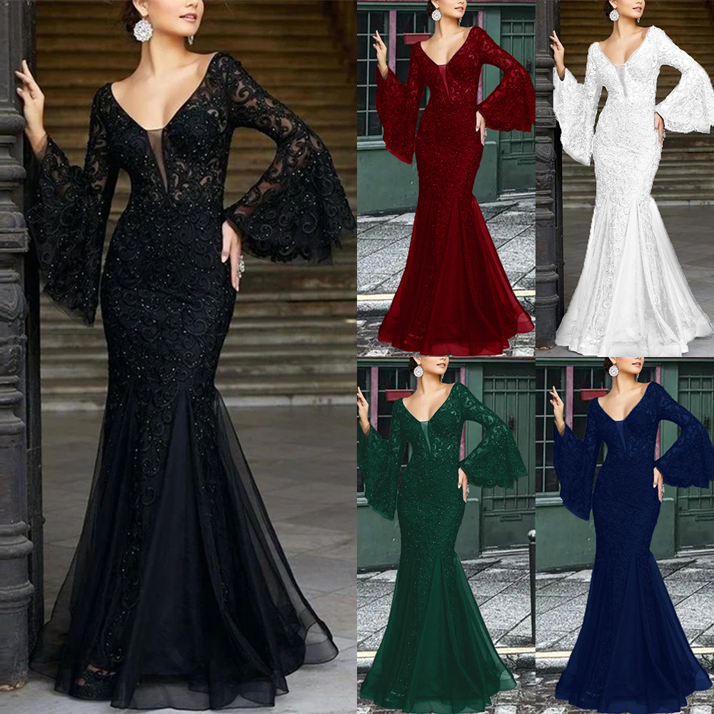 Women's Lace Embroidered Fishtail Slim Dress — image 1
