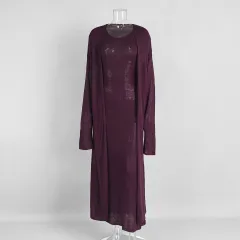 Cardigan Knitted Cardigan Sleeveless Dress Two-piece Set - Purple - View 1