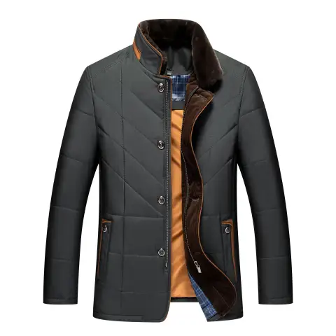Dad's Warm Leisure Cotton-padded Coat Stand-up Collar Thick
