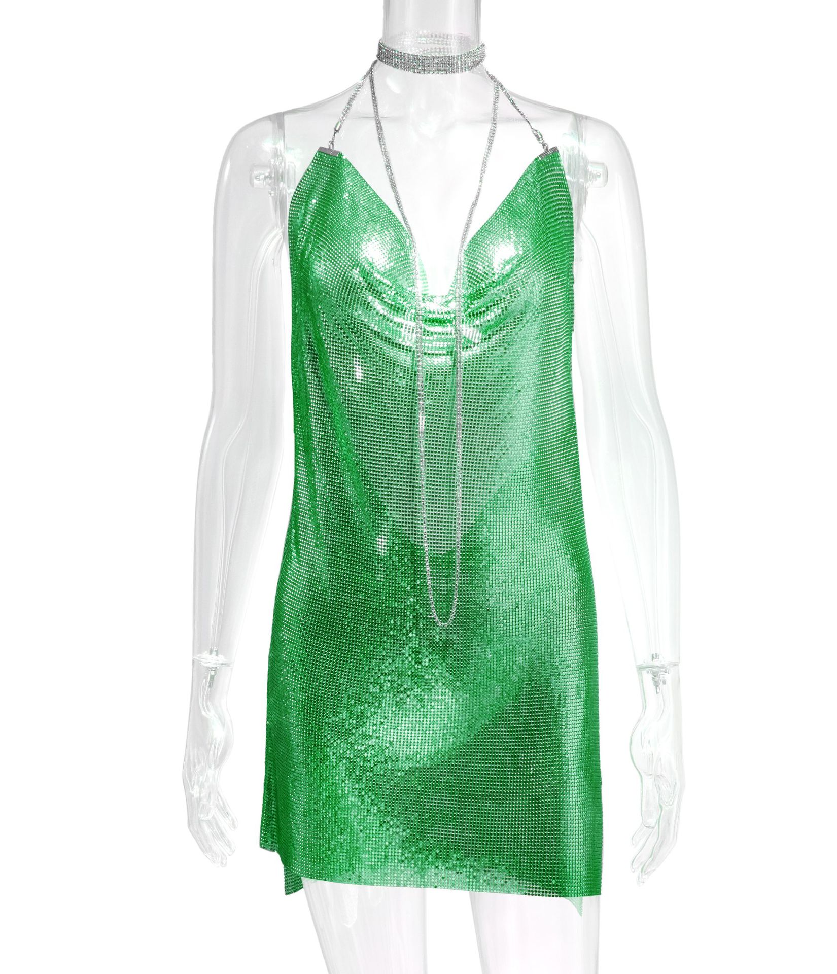 Metal Sequins Dress Rhinestone Women