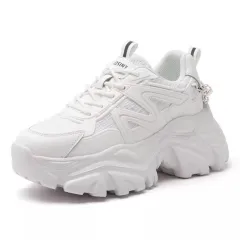 Ultra-thin Elevator Shoes Resin Sole Sneaker - White - View 1