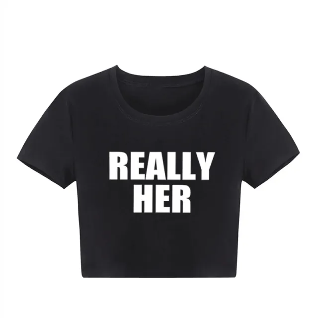 Fashion Letter Pattern Printed Short Top Navel T shirt 40638Wt01Hei - Shop at LoveMi