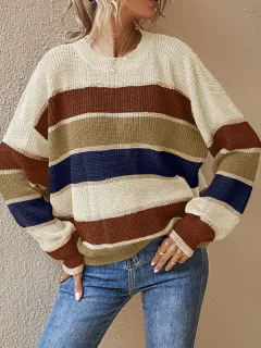 European And American Autumn And Winter Round Neck Sweater Women's Lazy And Loose Classic - Apricot - View 1