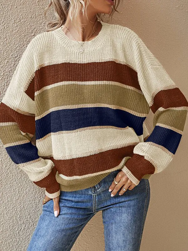 European And American Autumn And Winter Round Neck Sweater Women's Lazy And Loose Classic Apricot - Shop at LoveMi
