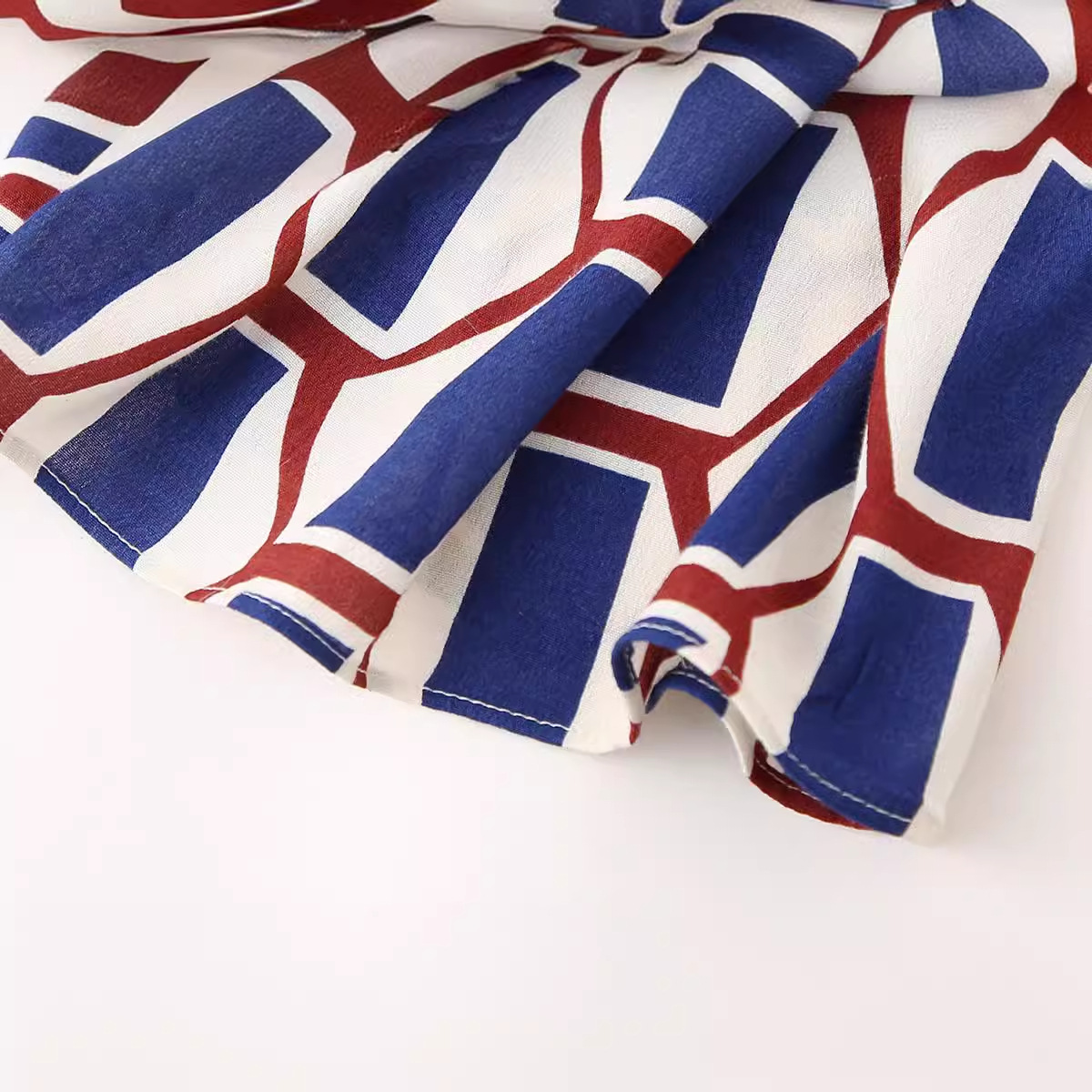 Geometry Printing Series Belt Short Sleeve And Long Pattern Dress