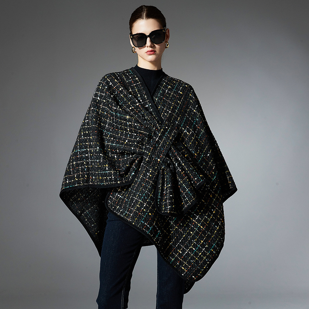 Women’s Colorful Sequined Christmas Style Cross Shawl