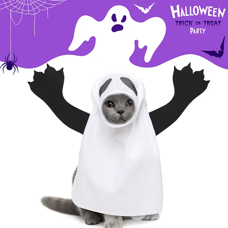 Pet Halloween Ghost Costume Dog Cat Holiday