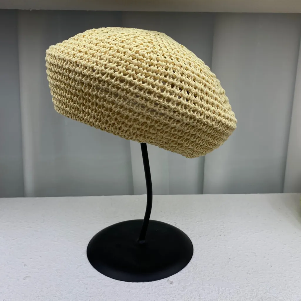 Women's Summer Large Size Thin Woven Beret - Beige