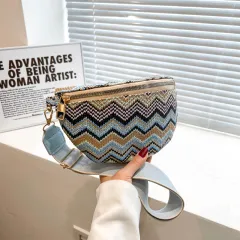 Striped Woven Women's Casual Messenger Bag - Style 3 - View 1