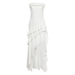 Women's Irregular Hemline Elegant And Sophisticated Tube Dress - White - View 1