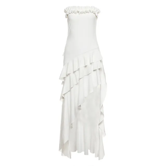 Women's Irregular Hemline Elegant And Sophisticated Tube Dress White - Shop at LoveMi