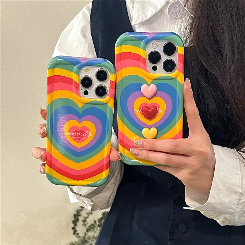 Rainbow Three-dimensional Love Drop-resistant Phone Case