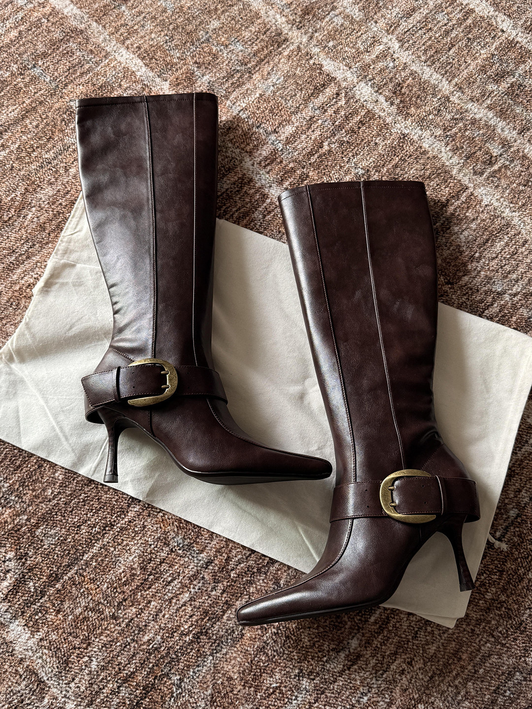 Pointed-toe Vintage-style High Boots With Metal Buckles For Women 2814df08 381c 4742 B49a 59fc3806ba80