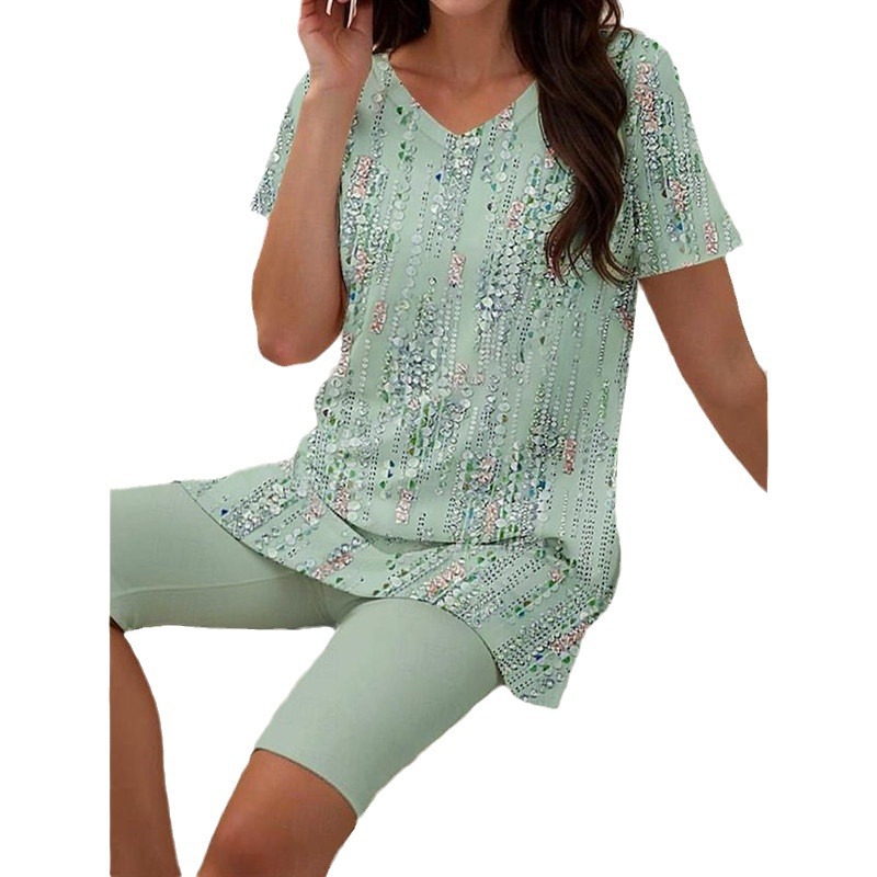 Women's Floral 3D Printing T-shirt Shorts Set