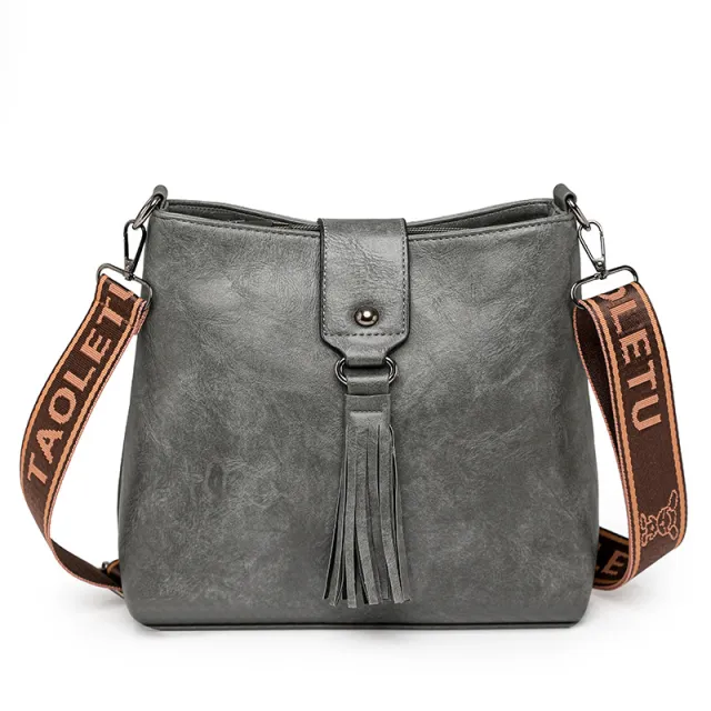 Retro Women's Leisure Bucket Bag Shoulder Messenger Bag Gray - Shop at LoveMi