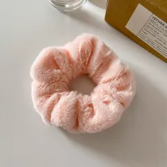 Cute Plush Large Intestine Hair Ring - Pink Colour - View 1