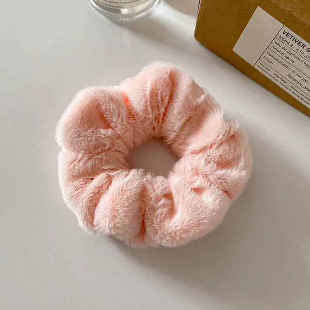 Cute Plush Large Intestine Hair Ring Pink Color - Shop at LoveMi