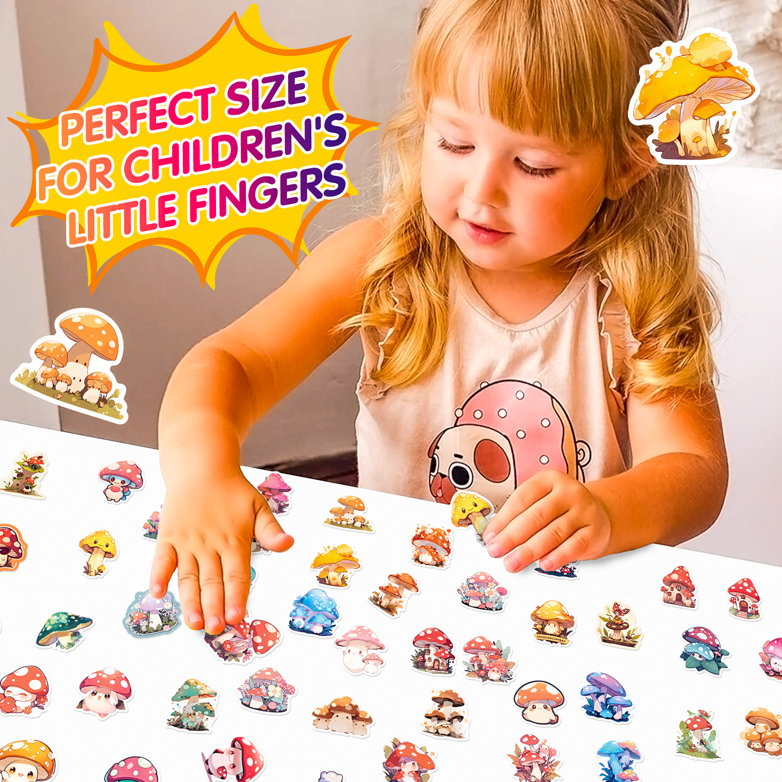 Title 1, 50 Fantasy Mushroom Stickers Psychedelic Cartoo...