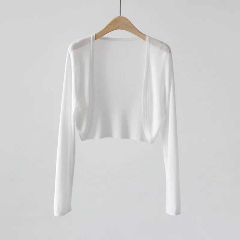 Women's Summer Shawl Thin Waistcoat Smock Top - White