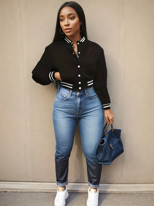 Women's Single breasted Baseball Uniform Sports Coat Jacket Top Black - Shop at LoveMi