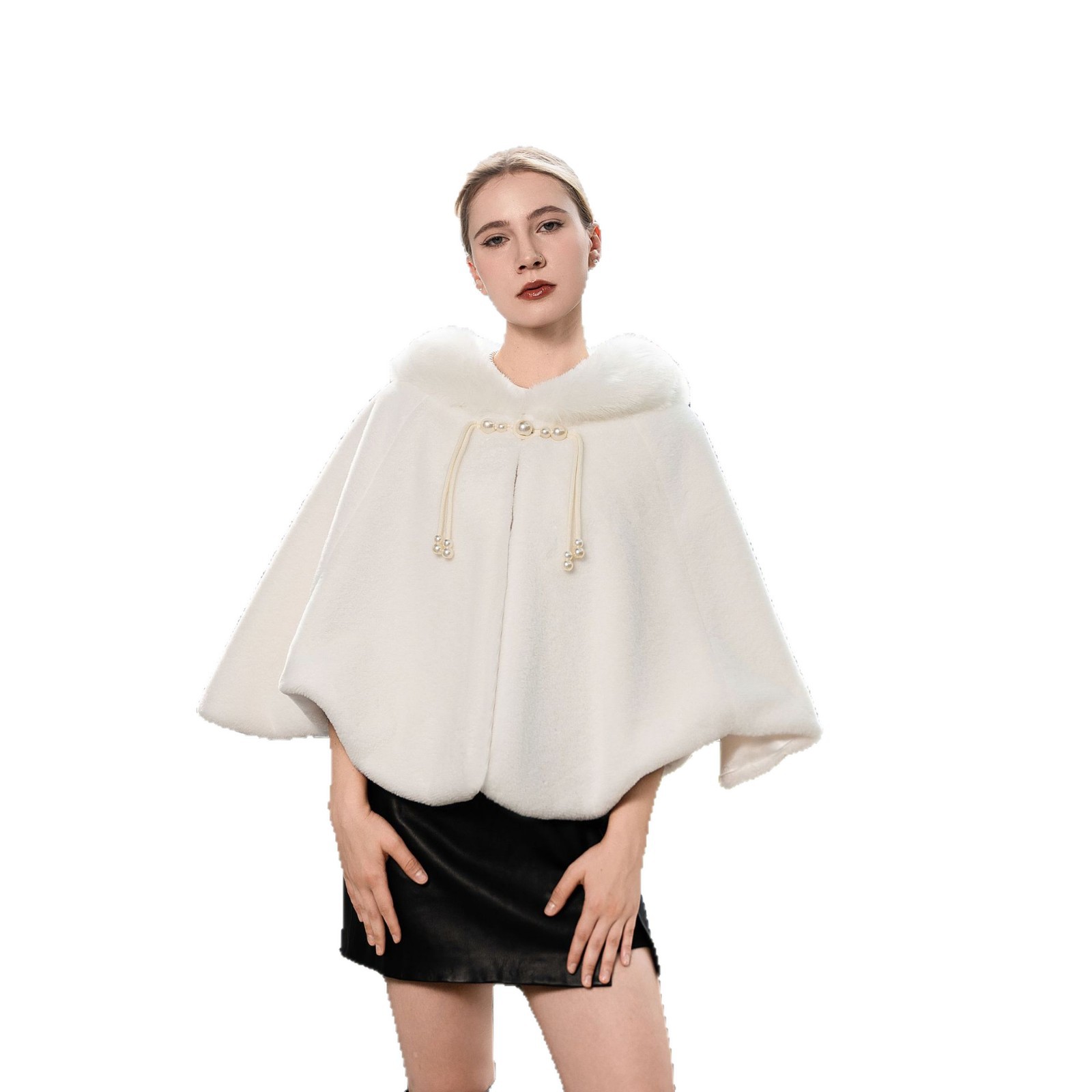 New Plus Size Cloak Knitted Plus Fluff Thickened Fur Shawl