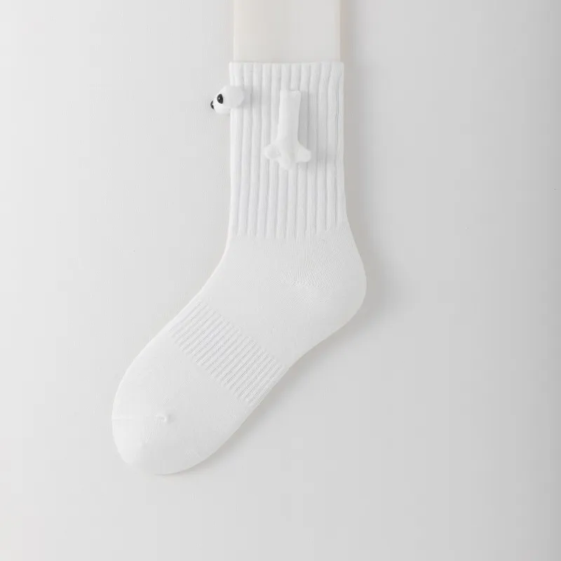 Hand Holding Socks Men's And Women's Couple Cotton - White