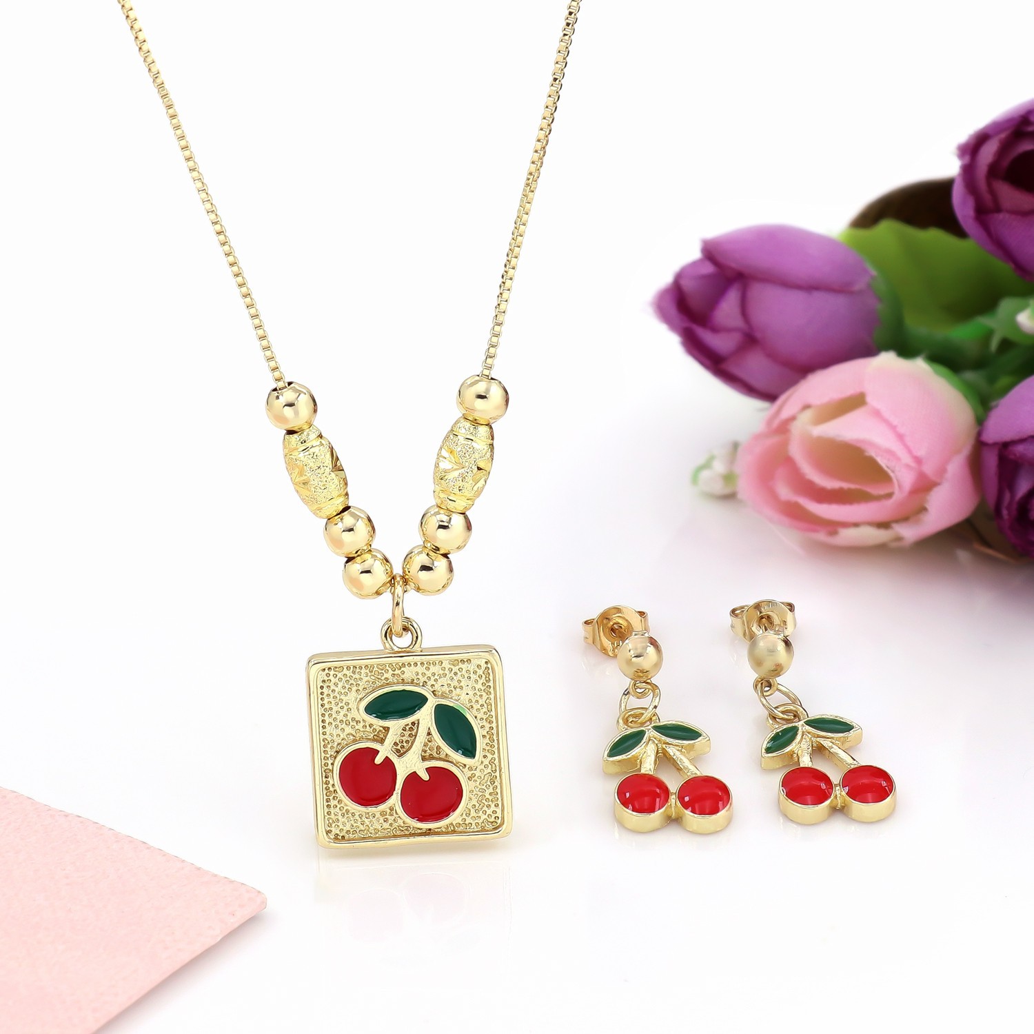 Womens Light-Luxury Collarbone Chain Earring And Necklace Set