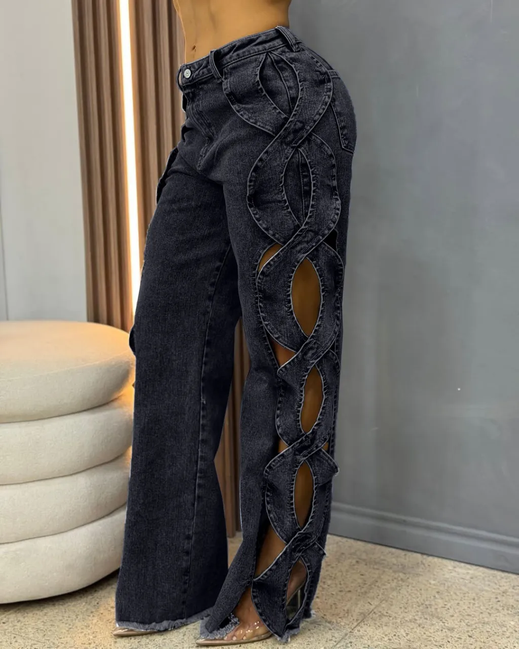 Women's Side Hollow S Line Denim - Gray