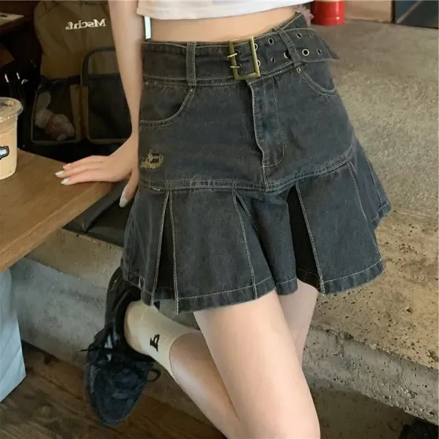 New Design Sense Pleated Skirt For Women Black And Gray - Shop at LoveMi