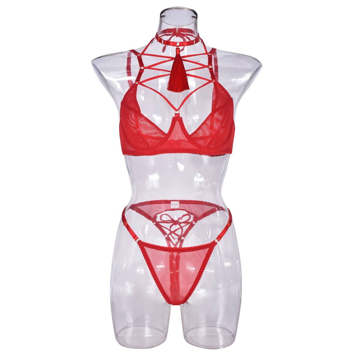 Title 6, Polyester-Dessous-Set mit Schnürung, Push-up, M...