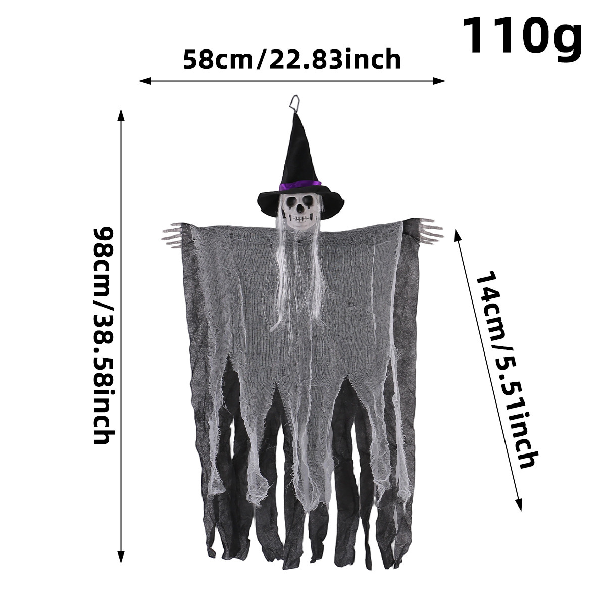Halloween Skull Witch Hanging Ornament, picture 4 of 6