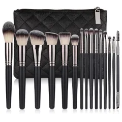 15 Makeup Brushes Set Full Set Matte Black Makeup Tools - 15 Pcs With Bags - View 1