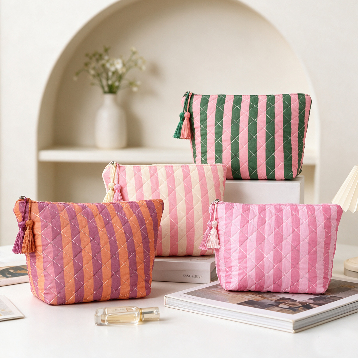 Comerț exterior Nou Trapezoidal Tassel Quilting Cosmetic Bag