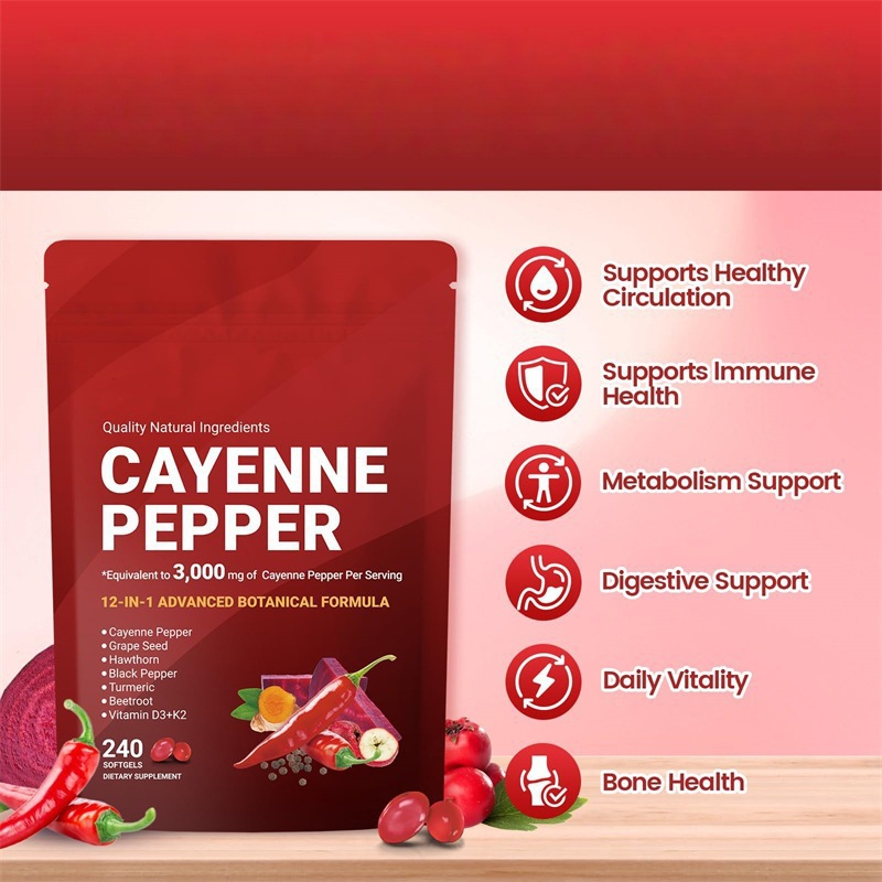 Cross-border Cayenne Pepper Vitamin Softgels 240 Count Hot-selling Supply