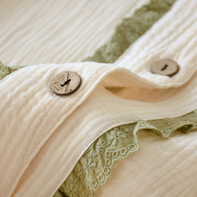 Spring And Autumn Long-sleeved Cotton Sleeping Home Clothes Washed Cotton New Suit