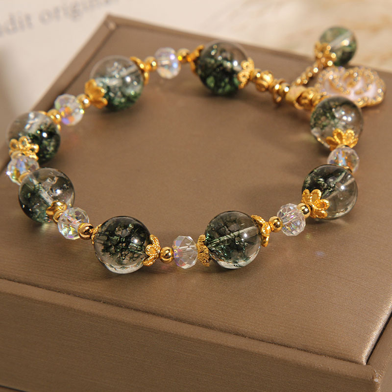 Title 7, Pulsera de cristal fantasma verde colgante de r...