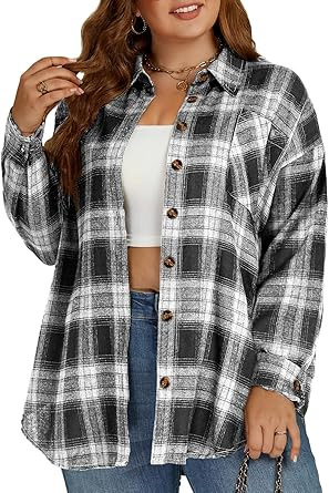 European And American Style Spring Autumn Casual Button-down Flannel Plaid Long-sleeve
