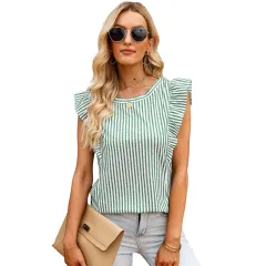 Shiying Ruffled Sleeveless Outer Wear Women's Top Slim Pullover Vest - Lc256435 Green - View 1