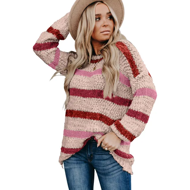 Women's Fashion Striped Printed Long Sleeves P1010 - Shop at LoveMi