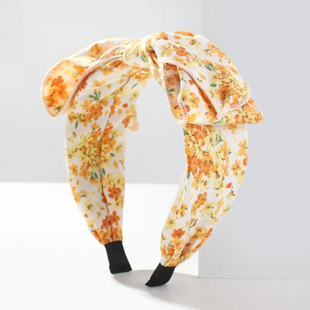 New Floral French Fashion Printed Hair Bow Hair Yellow - Shop at LoveMi
