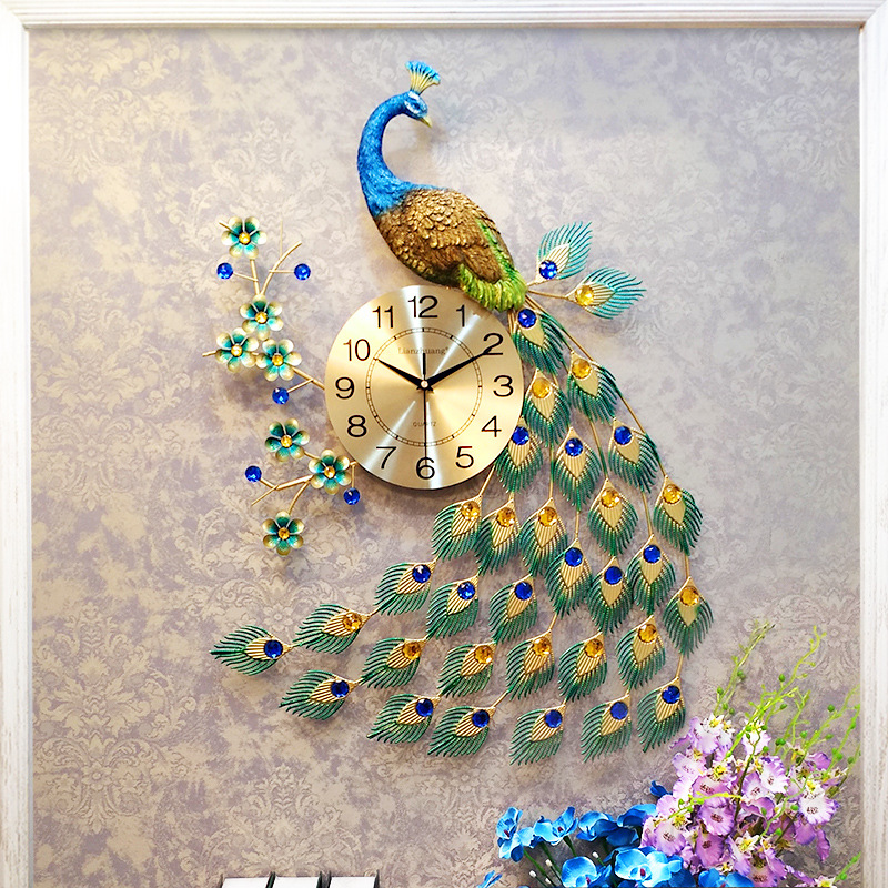 Peacock Metal Wall Clock, picture 2 of 4