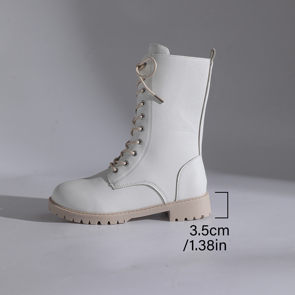 Women's lace-up mid-calf combat boots – product detail view 1
