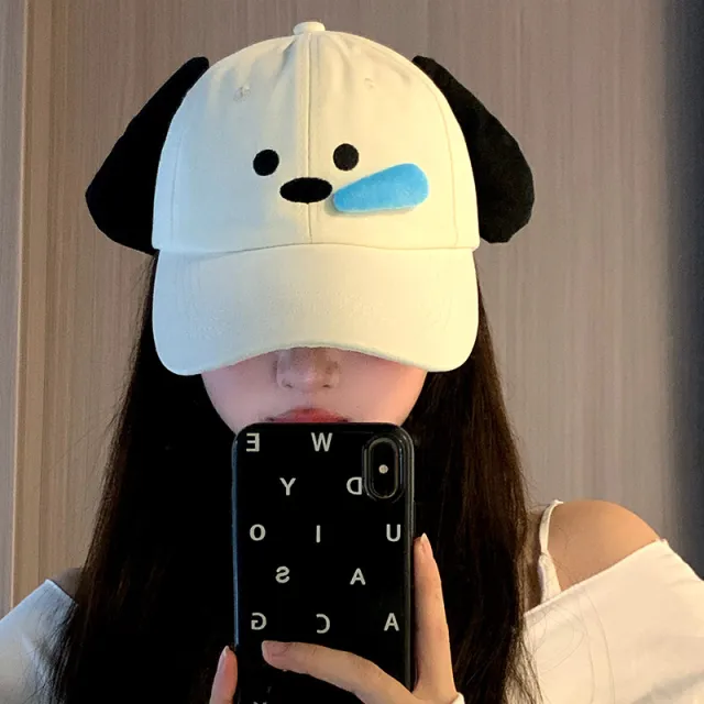 Cute Three dimensional Snot Puppy Baseball Cap Student Outdoor Photography Sun poof Peaked Face showing Hat Puppy Baseball Cap Adjustable - Shop at LoveMi