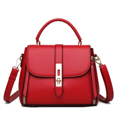 Women's Shoulder Bag Soft Leather Portable Messenger Bag - Red - View 1