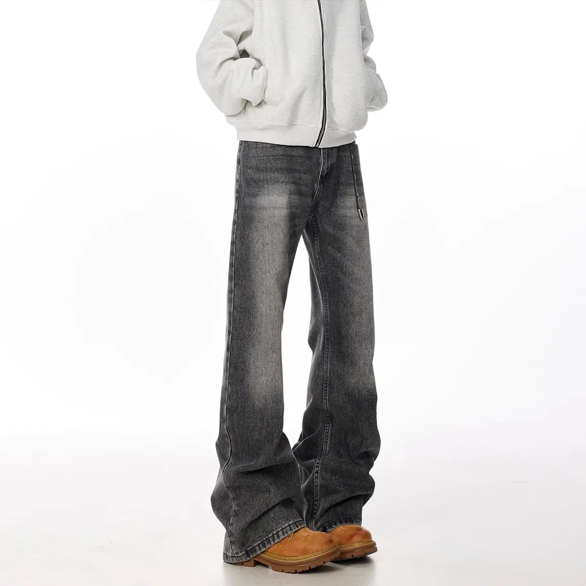 Retro Straight Leisure Washed-out Smoky Gray Jeans
