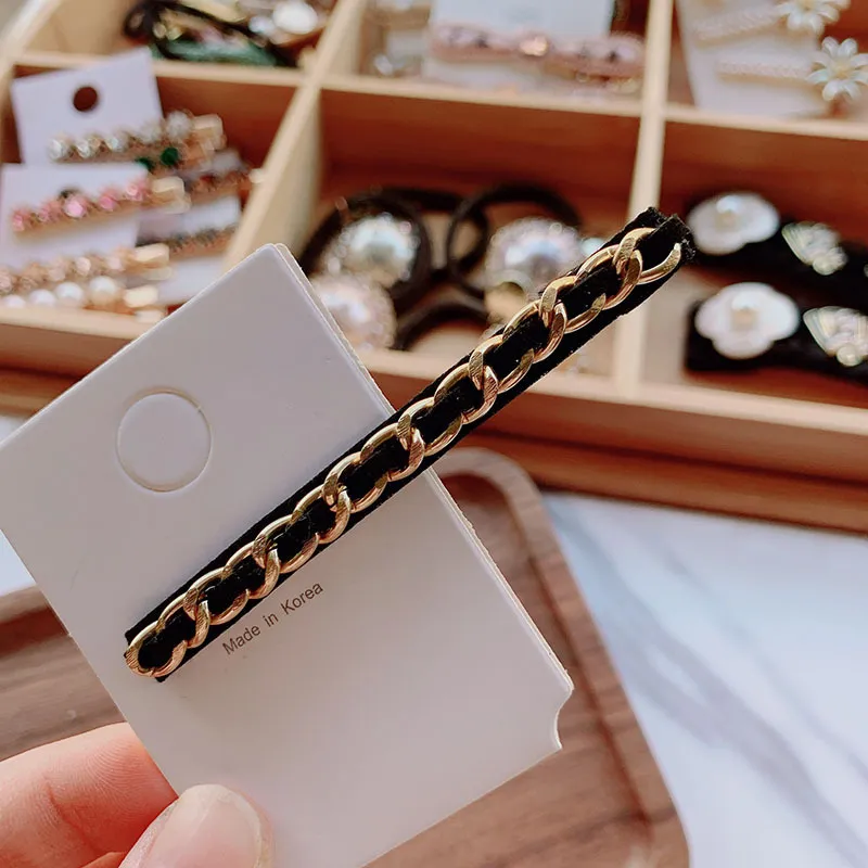 Geometric Metal Chain Barrettes Handmade - Word Clip Chain Barrettes