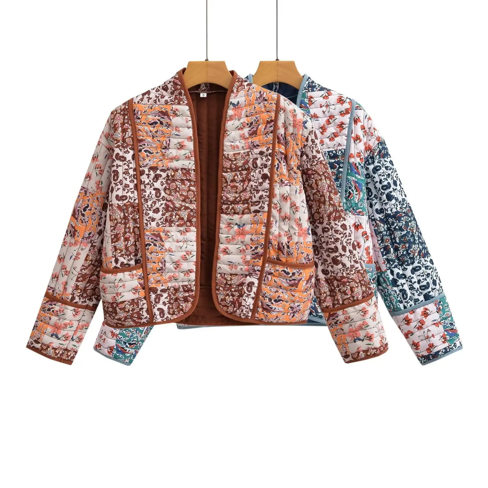 Women's Fashionable Printed Loose Leisure Short Cotton-padded Coat