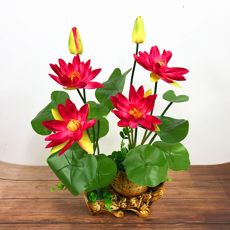 PU Lotus Rose Red Bunch